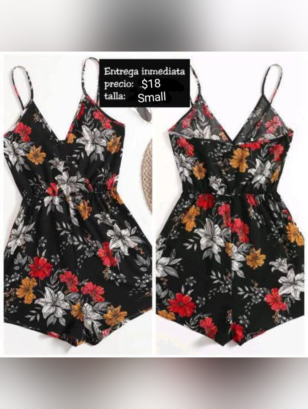 Floral Print Halter Sleeveless High Waist Romper Short Jumpsuit Sz S